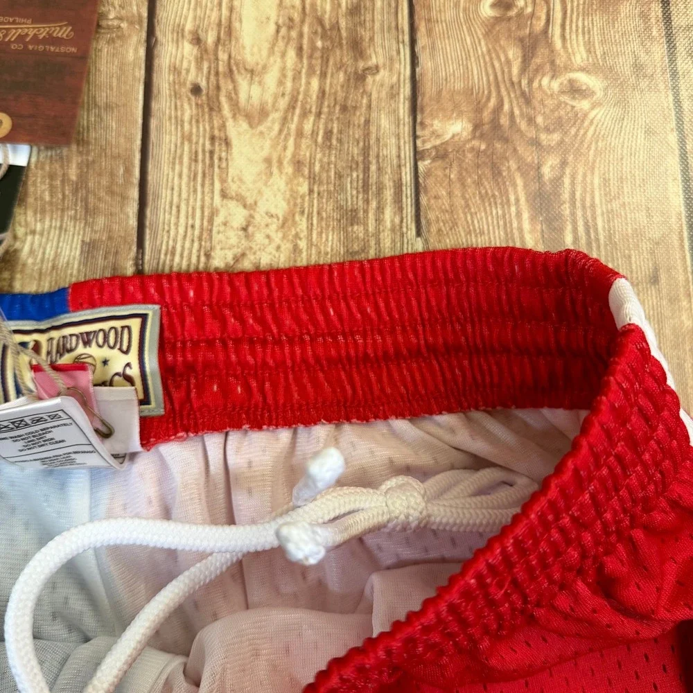 Mitchell & Ness NBA Bullets 1996 Swingman Shorts Mens Large Red Blue Mesh NWT